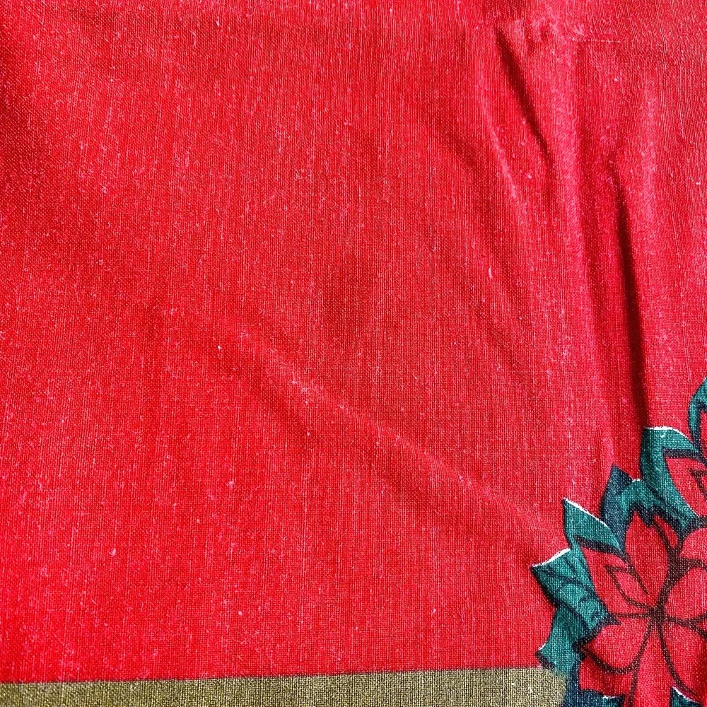 Christmas Tablecloth Vintage 1990's Festive Holiday Table Cover Red White Green